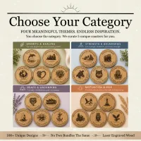 Time 2 Rise Circle Coasters - Motivational Wood Coasters (Set of 5) – Image 3