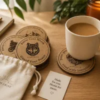 Time 2 Rise Circle Coasters - Motivational Wood Coasters (Set of 5) – Image 7