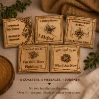 Emotional Square Wood Coasters - Time 2 Rise Chaos Collection (Set of 5)5 – Image 1