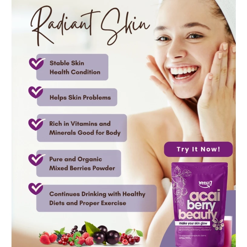 【FDA Approved】Weekit7 Buy 3 Get 1 Organic Mixed Acai Berry Powder Beauty Drink for Glowming Juice – Image 3