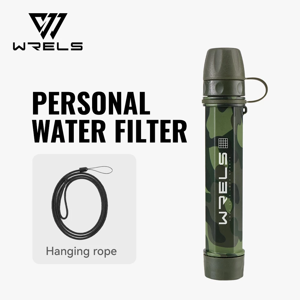 WRELS Outdoor Personal Water Filter Emergency Preparedness Portable Water Filtration Polygonal Camouflage Color WF04 – Image 1