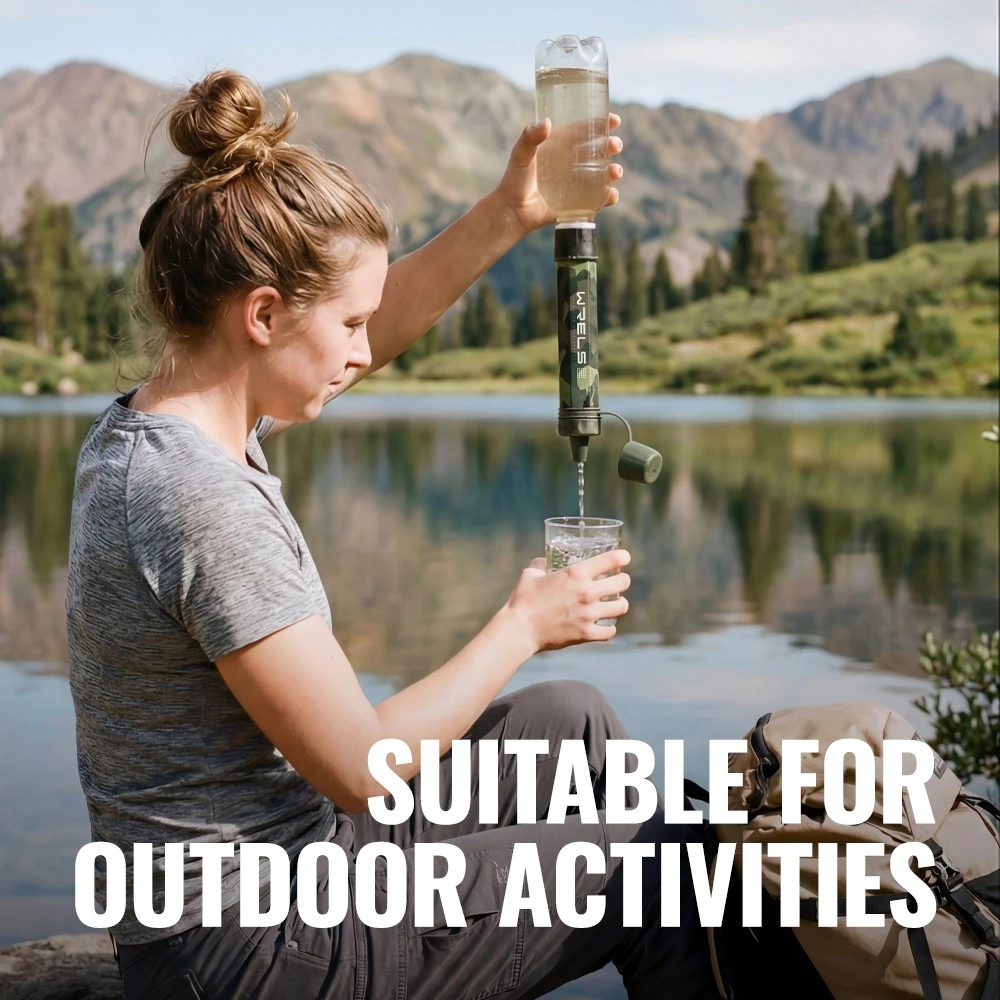WRELS Outdoor Personal Water Filter Emergency Preparedness Portable Water Filtration Polygonal Camouflage Color WF04 – Image 3