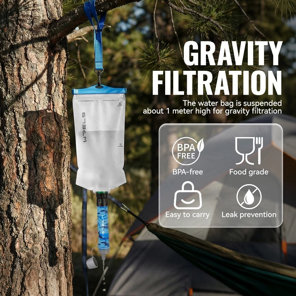 WRELS Outdoor Personal Water Filter Emergency Preparedness Portable Water Filtration Polygonal Camouflage Color WF04 – Image 4
