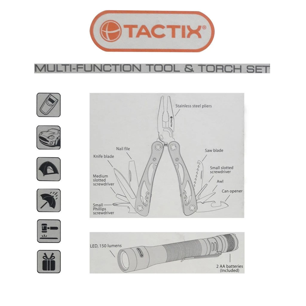 TACTIX Multi-Function Tool & Torch Set Black ME950028 – Image 3