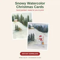 Snowy Watercolor Christmas Cards – Image 1