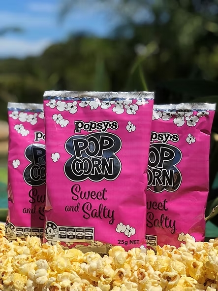 Popsy Popcorn 25g – BBQ, Chicken, Sweet Chilli, Sweet/Salty, Plain CODE -  2683 - 2687 - 2691 -7902 - 2689 – Sweet/Salty