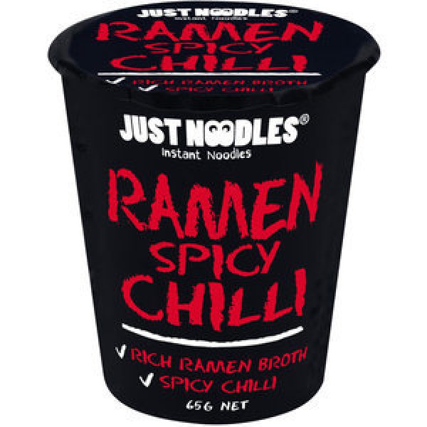 JUST NOODLES Cup Ramen Spicy Chilli 65g (12) – Image 1