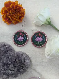 Circle Floral Earrings, Design 7 – Lotus