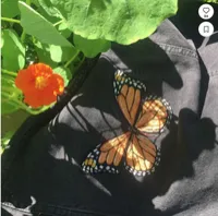 Hand Embroidered Monarch Butterfly Denim Jacket – Image 1