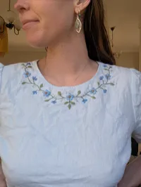 Hand Embroidered Folk Flower forget me not top – Image 1