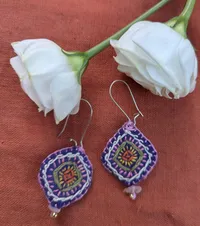 Diamond Floral Earrings, Design 5 – Long Hook & White