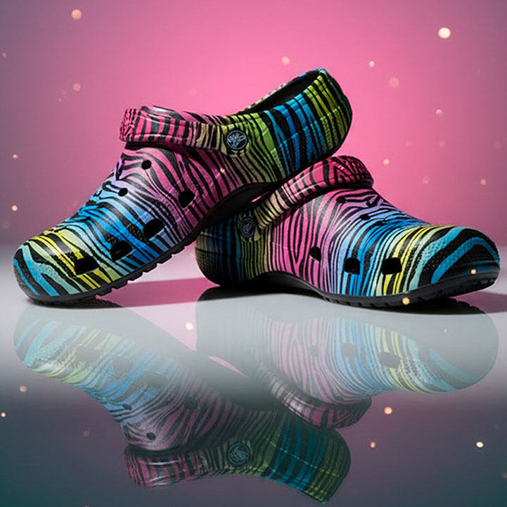 Electric Zebra Crocs – Image 1