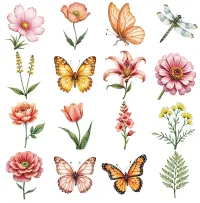 Golden Floral Meadow Clipart PNG - Extended License – Image 2