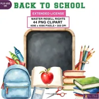 Back to School Supplies Clipart PNG - Extended License – Image 1