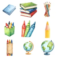 Back to School Supplies Clipart PNG - Extended License – Image 4