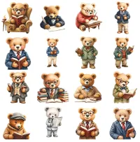 Scholarly Bear Characters Clipart PNG - Extended License – Image 2