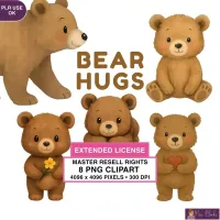 Cute Teddy Bear Clipart PNG - Extended License – Image 1