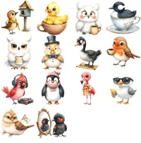 Cozy Cute Bird Characters Clipart PNG - Extended License – Image 2
