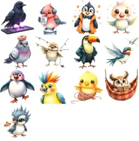 Whimsical Bird Characters Clipart PNG - Extended License – Image 2