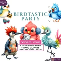 Bird Party Clipart PNG - Extended License – Image 1