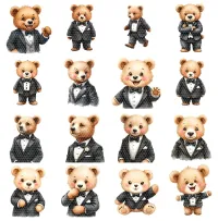 Formal Teddy Bear Clipart PNG - Extended License – Image 2