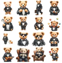 Formal Teddy Bear Clipart PNG - Extended License – Image 3