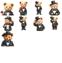 Formal Teddy Bear Clipart PNG - Extended License – Image 4