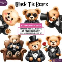 Formal Teddy Bear Clipart PNG - Extended License – Image 1