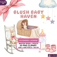 Blush Baby Nursery Clipart PNG - Extended License – Image 1