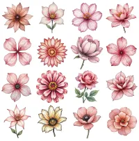 Blush Ink Floral Clipart PNG - Extended License – Image 2