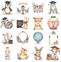 Boho Graduation Animals Clipart PNG - Extended License – Image 2