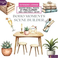 Boho Scene Builder Clipart PNG - Extended License – Image 1