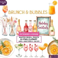 Brunch Cocktail Clipart PNG - Extended License – Image 1