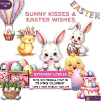 Easter Bunny Celebration Clipart PNG - Extended License – Image 1