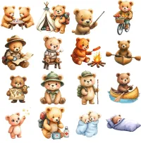 Camping Bear Clipart PNG - Extended License – Image 2