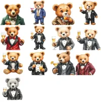 Formal Bear Celebration Clipart PNG - Extended License – Image 2