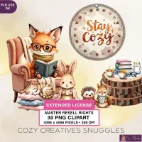 Cozy Animal Clipart PNG - Extended License – Image 1