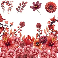 Floral Red Blooms Clipart PNG - Extended License – Image 3