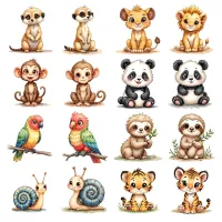 Cute Jungle Animals Clipart PNG - Personal Use License – Image 2