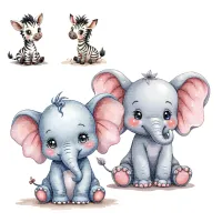 Cute Jungle Animals Clipart PNG - Extended License – Image 4