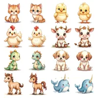 Cute Fantasy Animals Clipart PNG - Extended License – Image 2