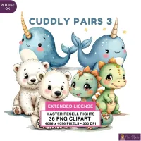 Cute Fantasy Animals Clipart PNG - Extended License – Image 1
