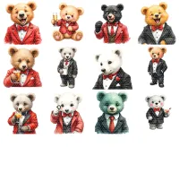 Formal Bear Party Clipart PNG - Extended License – Image 3