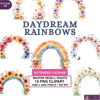 Floral Rainbow Clipart PNG - Extended License – Image 1