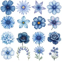 Blue Floral Clipart PNG - Extended License – Image 2