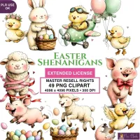 Easter Animals Clipart PNG - Extended License – Image 1