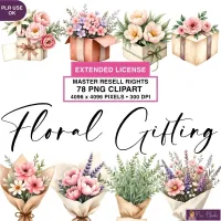 Floral Gift Clipart PNG - Extended License – Image 1