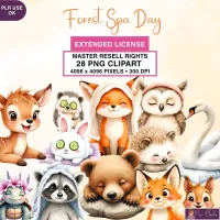 Relaxing Animal Spa Clipart PNG - Extended License – Image 1