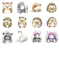 Relaxing Animal Spa Clipart PNG - Extended License – Image 3