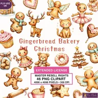 Gingerbread Christmas Clipart PNG - Extended License – Image 1